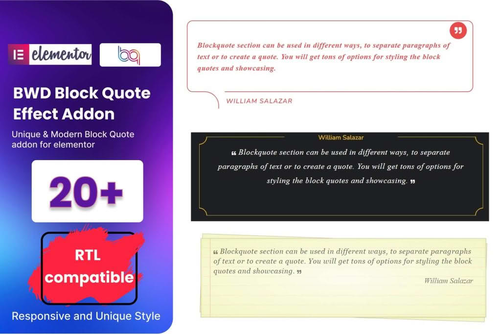 Download Block Quote addon for elementor