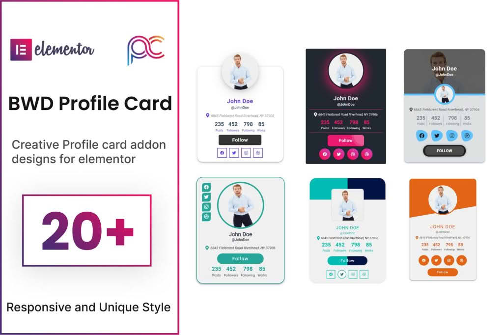 Download Profile Card addon for elementor