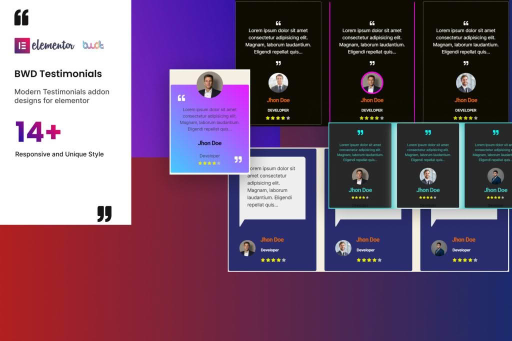 Download Testimonials addon for elementor