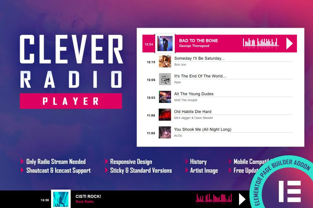 Download CLEVER - HTML5 Radio Player & History - Elementor