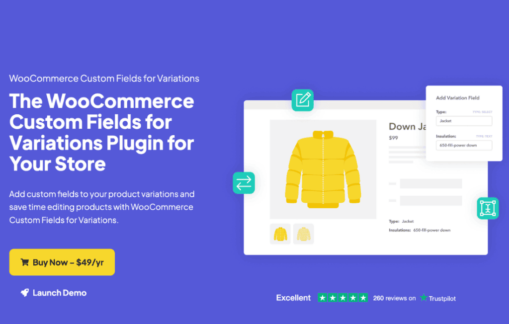 Download WooCommerce Custom Fields for Variations