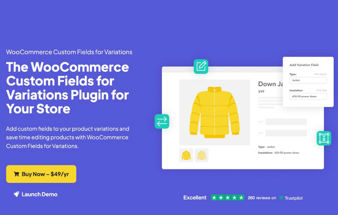 Download WooCommerce Custom Fields for Variations