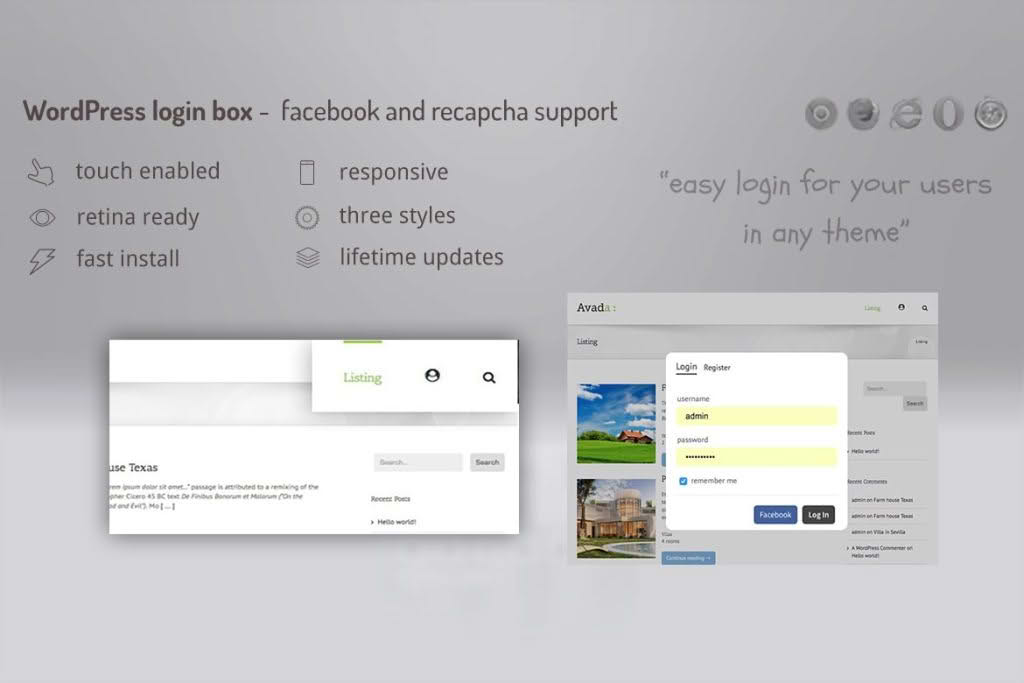Download Login lightbox wordpress - easy login / register w
