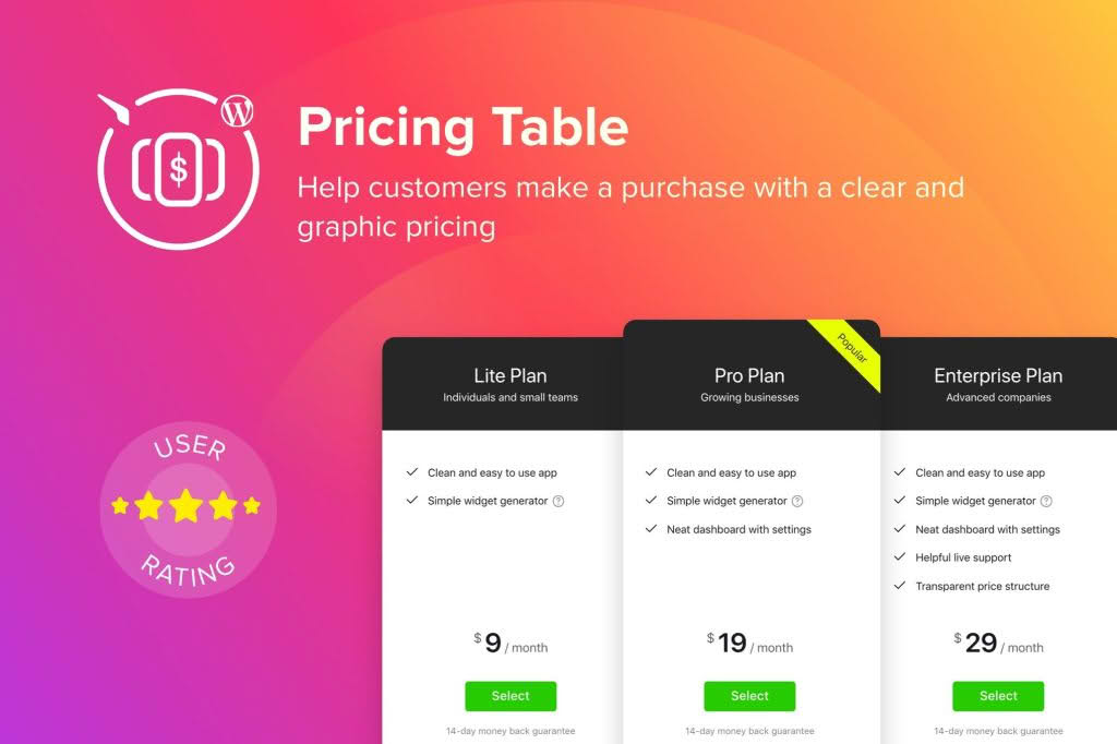 Download WordPress Pricing Table Plugin