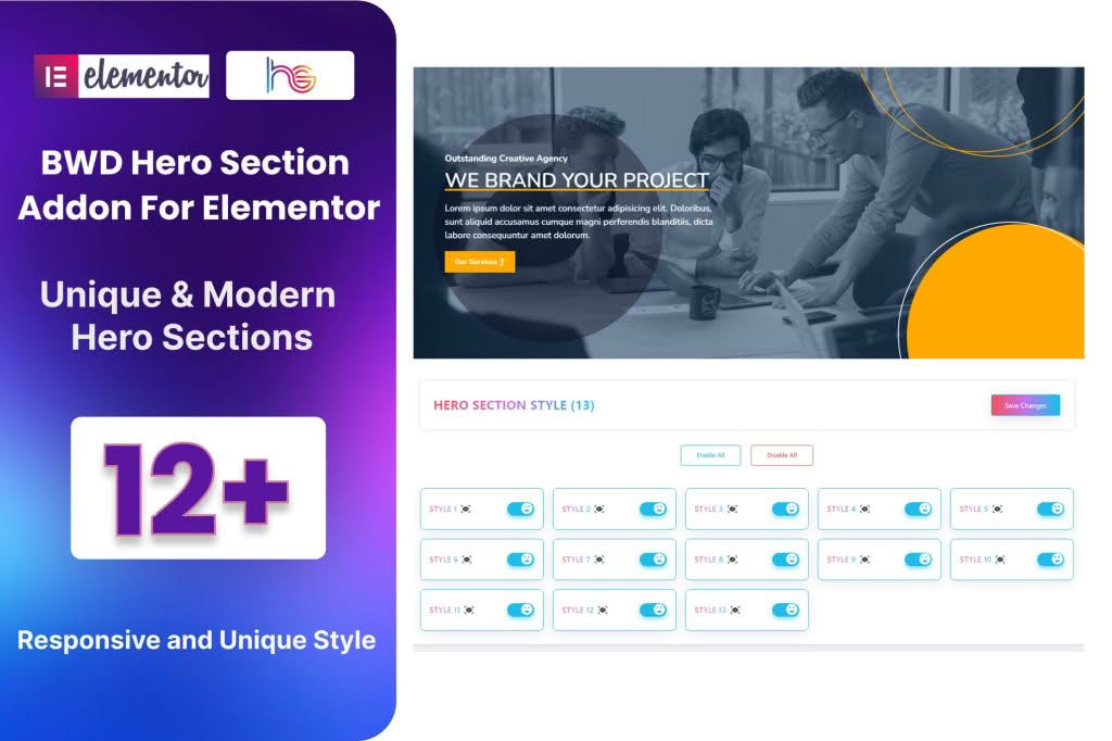 Download BWD Hero Section Addon For Elementor