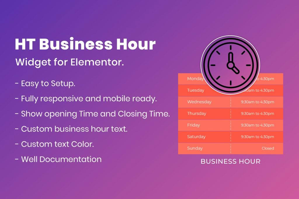 Download HT Business Hour Widget for Elementor