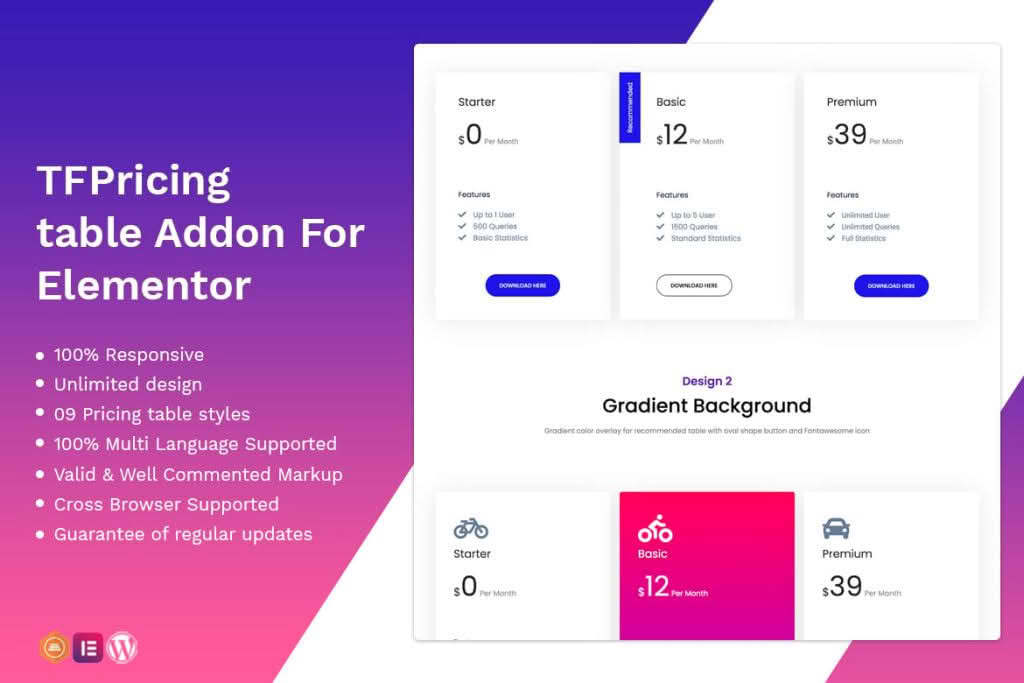 Download Pricing Table addon - widget for Elementor