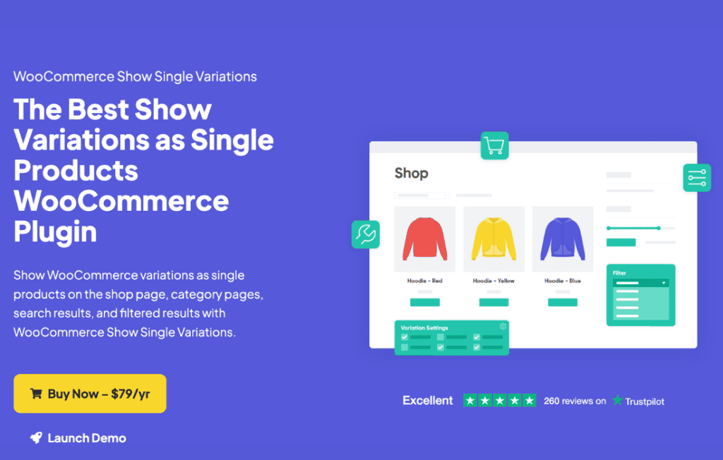 Download WooCommerce Show Single Variations