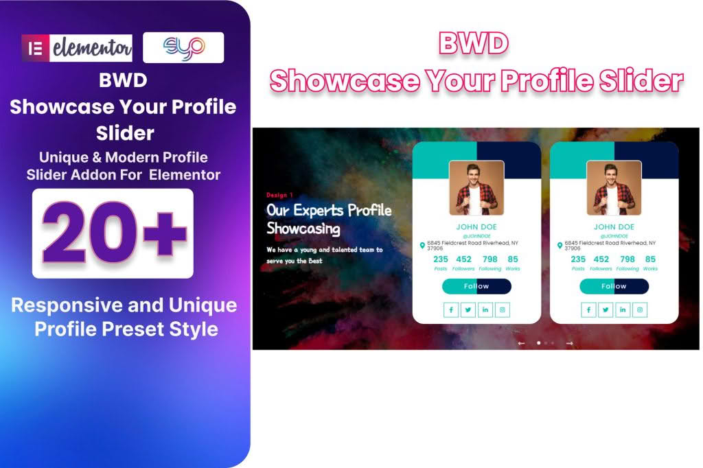 Download Showcase Your Profile Slider Addon For Elementor
