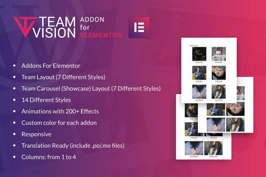 Download Teamvision for Elementor WordPress Plugin