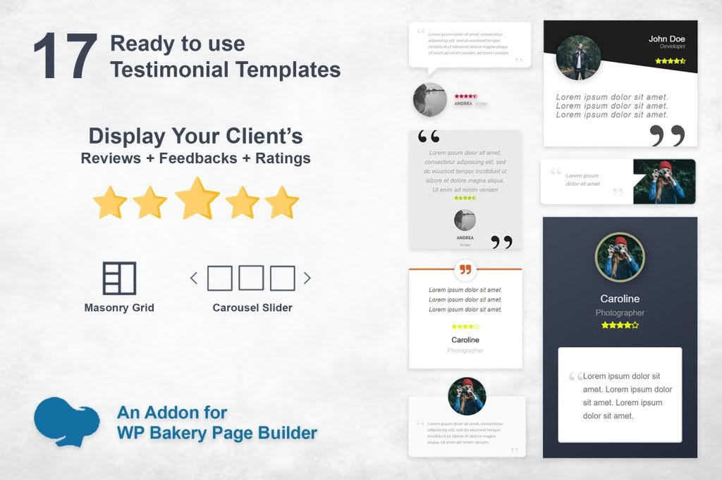 Download Testimonials Slider and Grid - WPBakery Addon