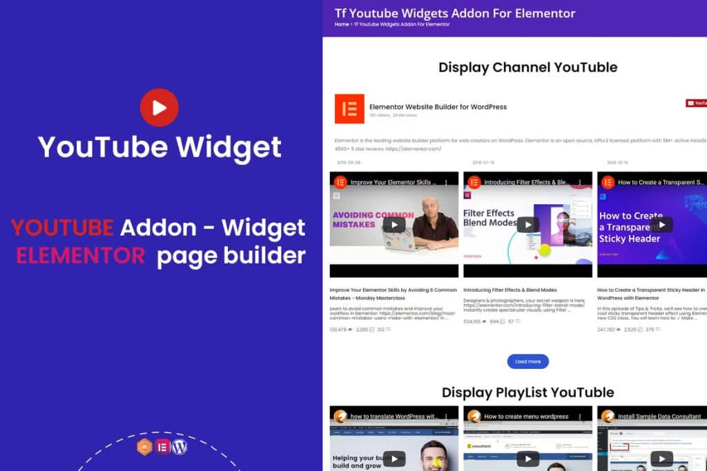 Download YouTube Widgets - Addon for elementor page builder