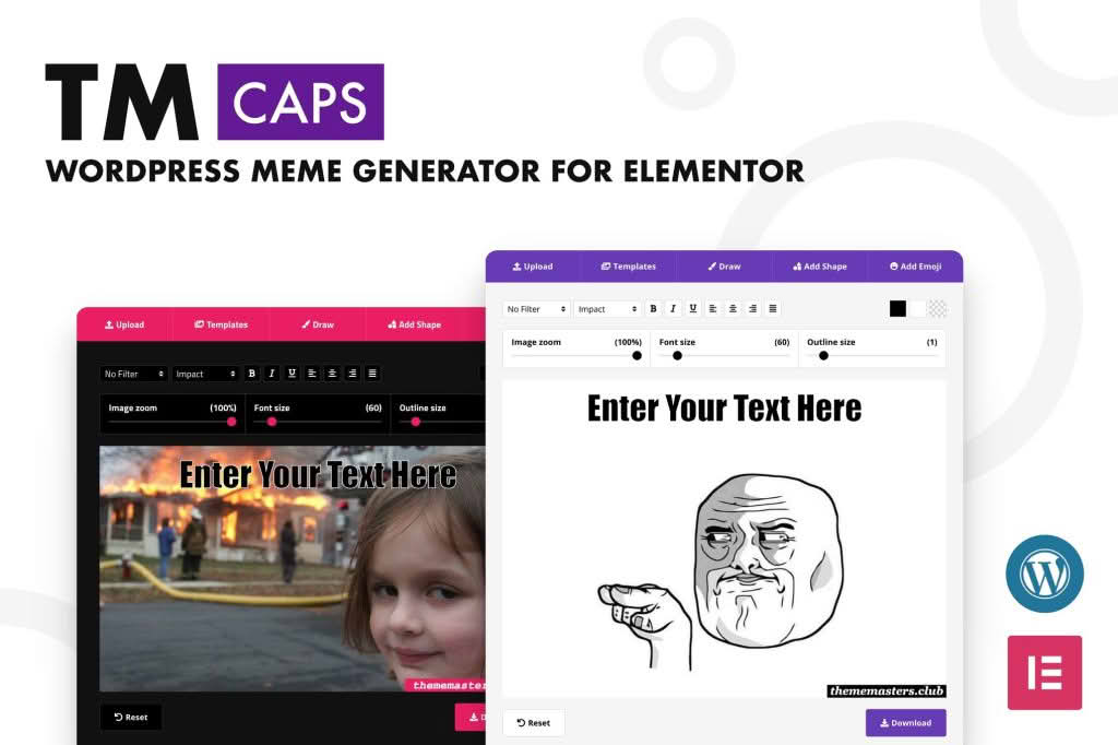Download TM CAPS - WordPress Meme Generator For Elementor