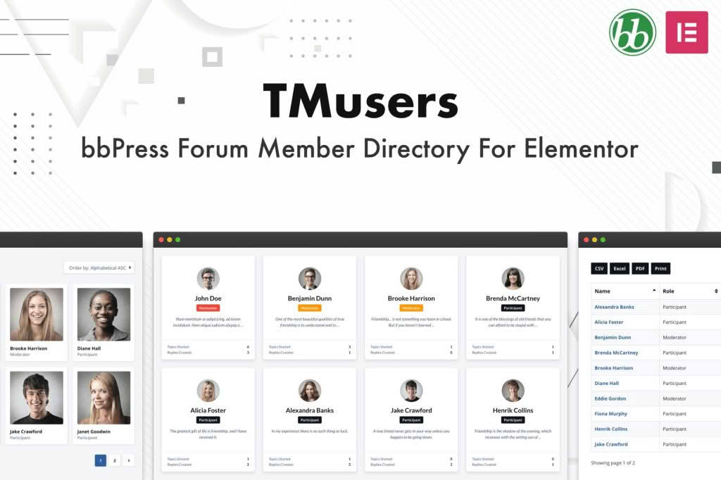Download TMusers - bbPress Member Directory For Elementor