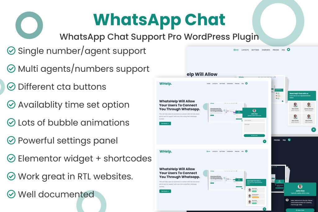 Download WhatsApp Chat Support Pro WordPress Plugin