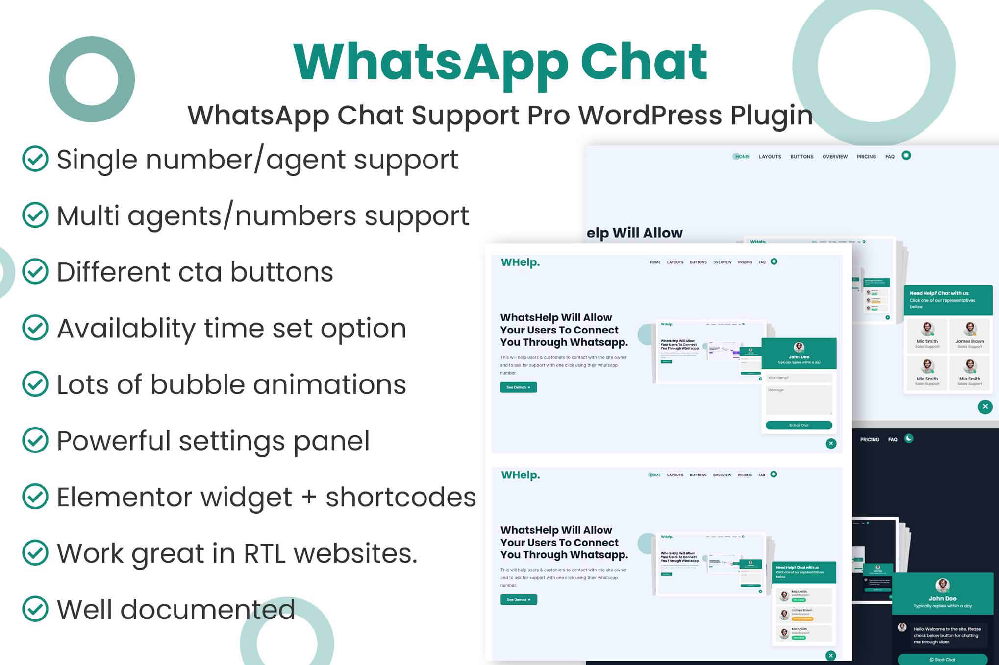 Download WhatsApp Chat Support Pro WordPress Plugin