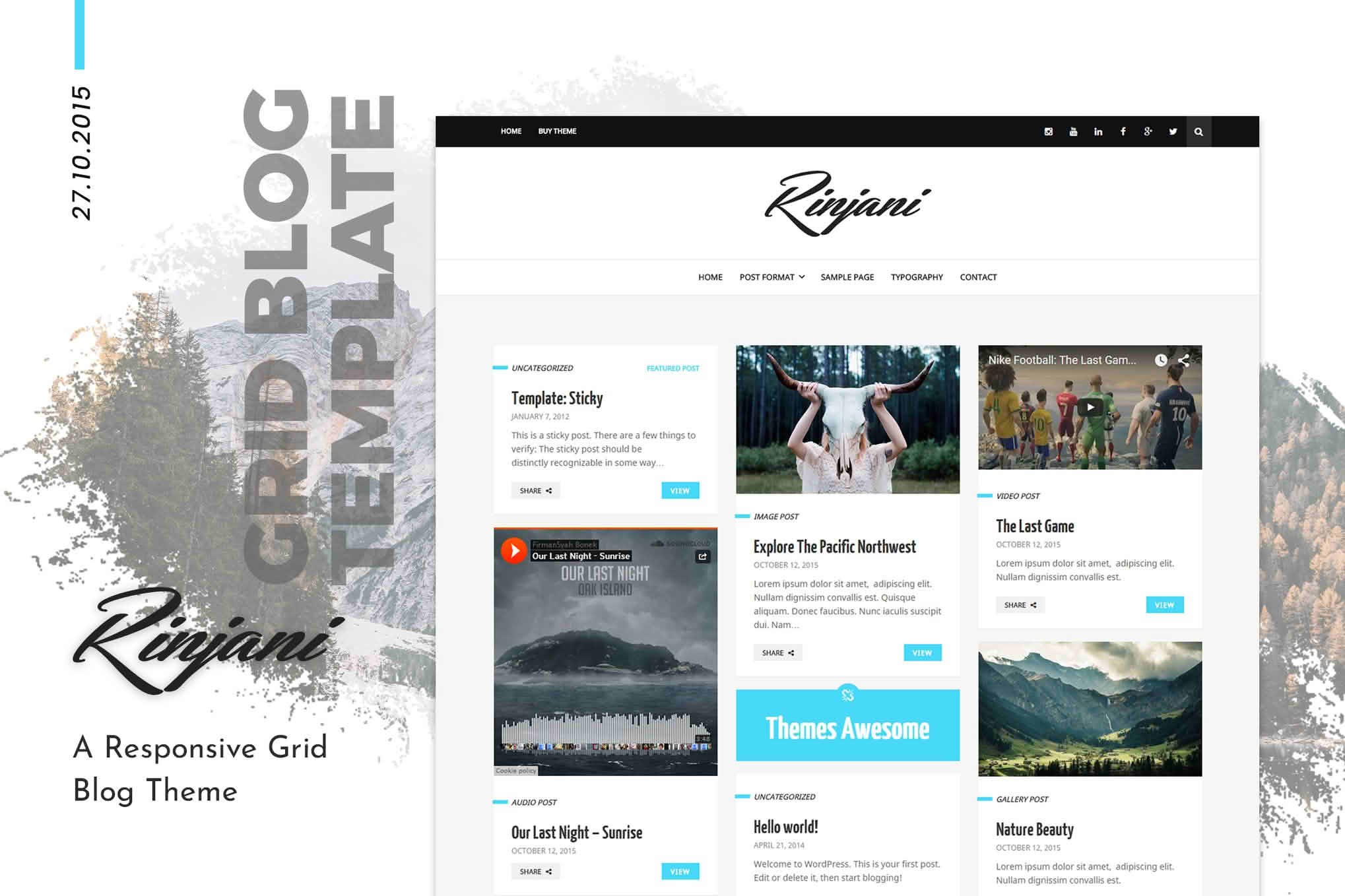 Download A Responsive Grid Blog Theme - Rinjani GPL WordPress Plugin