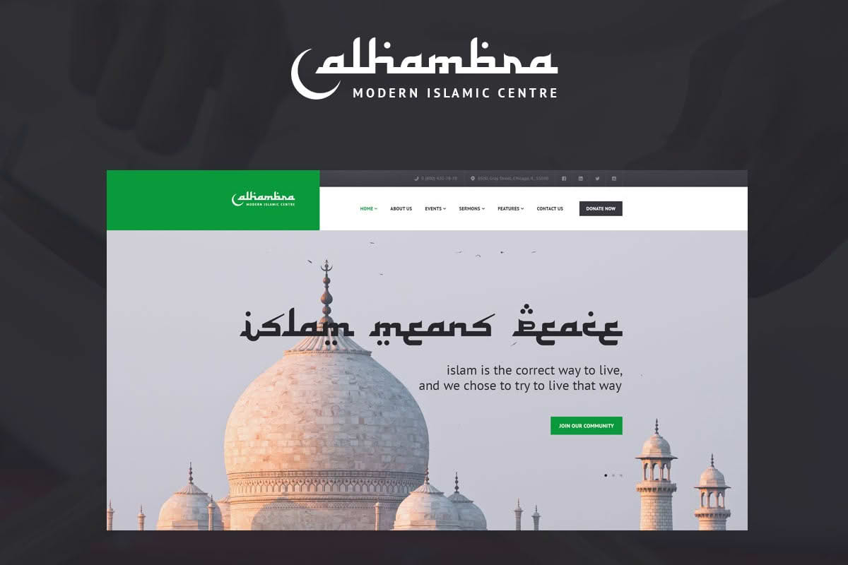 Download Alhambra | Mosque & Islamic WordPress Theme + RTL GPL WordPress Plugin