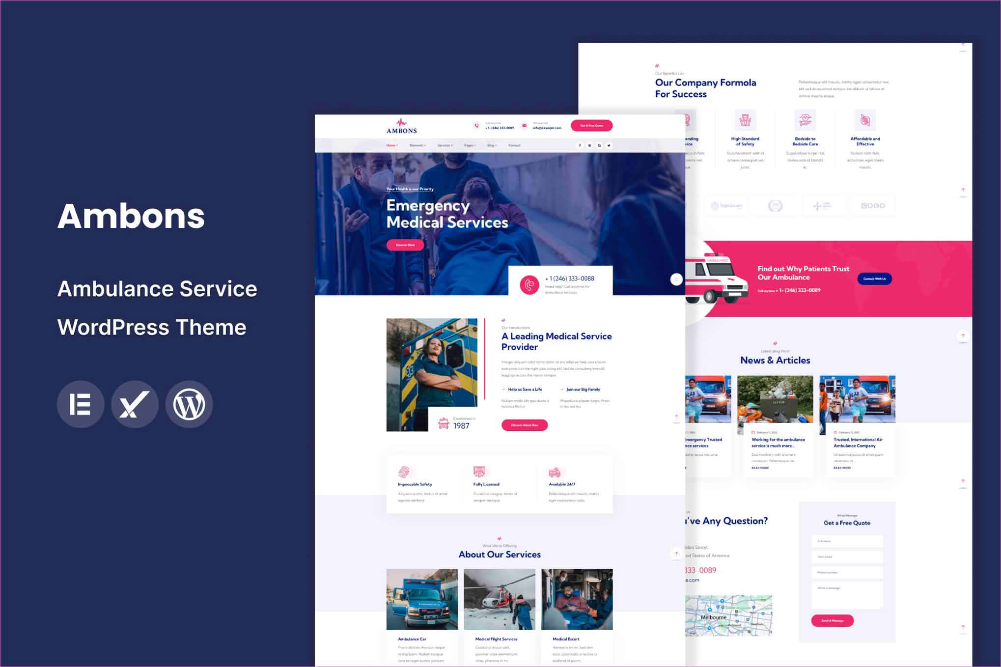 Download Ambons - Ambulance Service WordPress Theme GPL WordPress Plugin