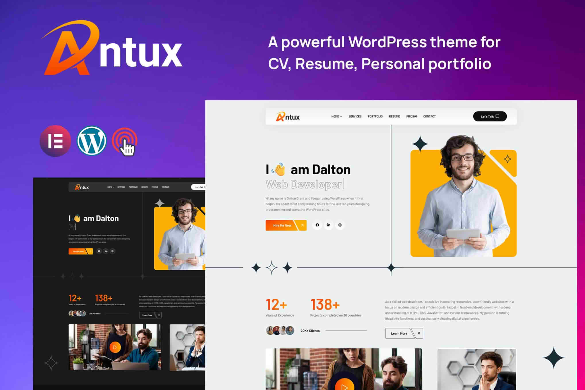 Download Antux - Personal Portfolio WordPress Theme GPL WordPress Plugin