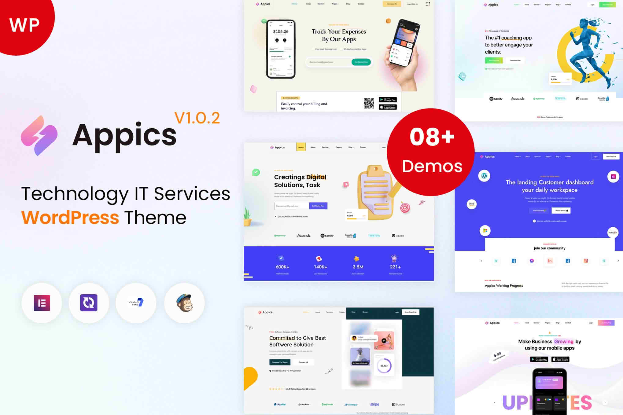 Download Appics - App Landing Page WordPress Theme GPL WordPress Plugin