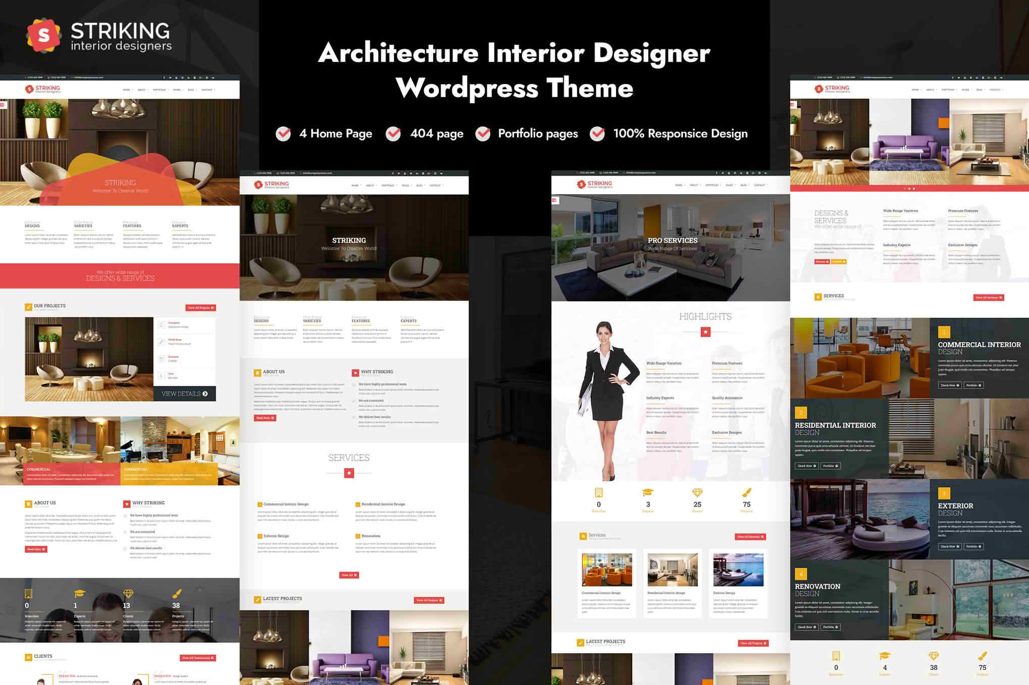 Download Architecture Interior Designer WordPress Theme - Striking GPL WordPress Plugin