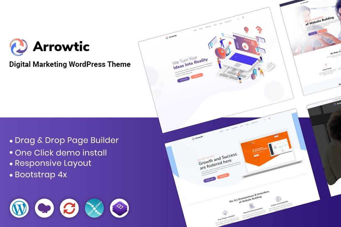 Download Arrowtic - Digital Marketing Agency WordPress Theme GPL WordPress Plugin