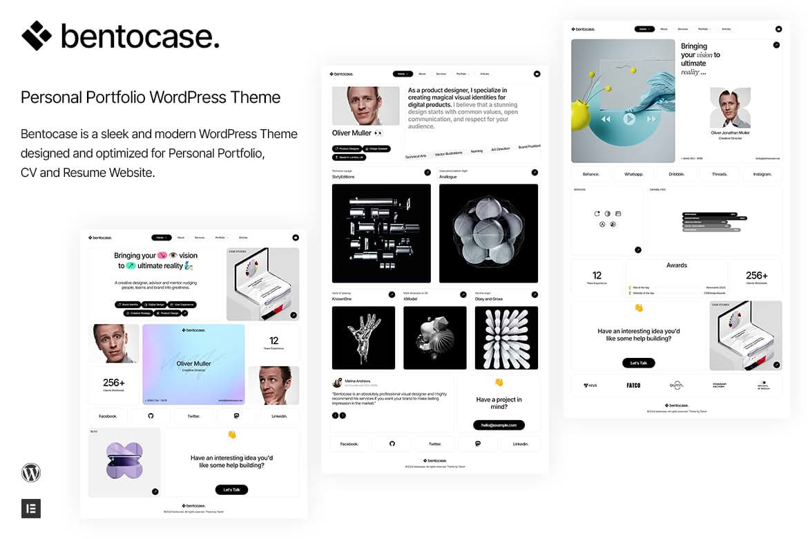 Download Bentocase - Personal Portfolio WordPress Theme GPL WordPress Plugin