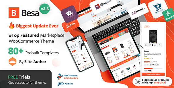 Download Besa - Elementor Marketplace WooCommerce Theme GPL WordPress Plugin