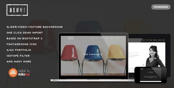 Download Beuh - Responsive One Page Portfolio Theme GPL WordPress Plugin