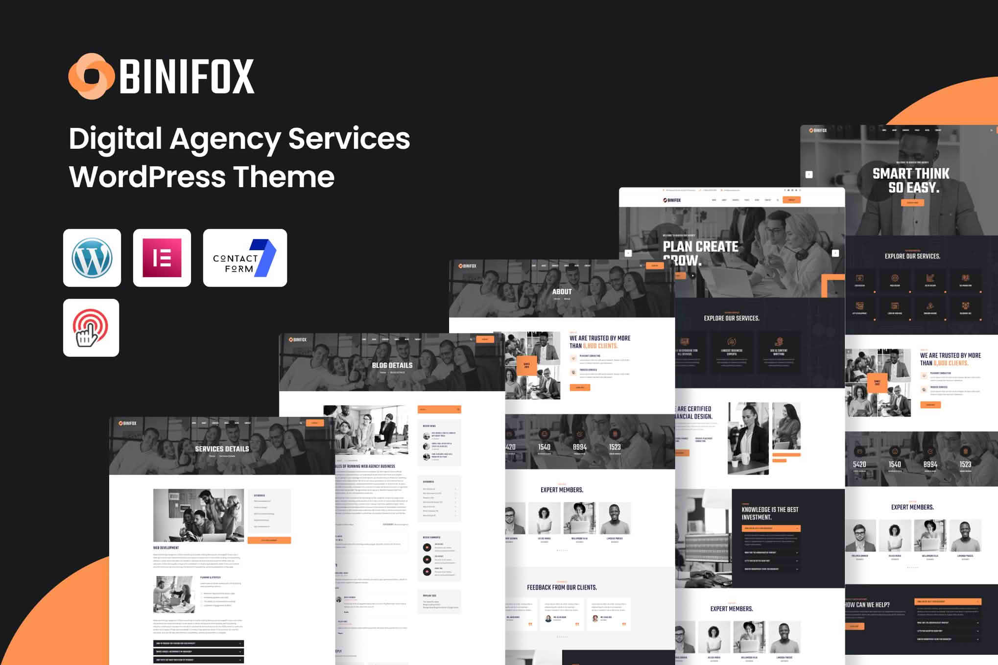 Download Binifox - Digital Agency Services WordPress Theme + RTL GPL WordPress Plugin