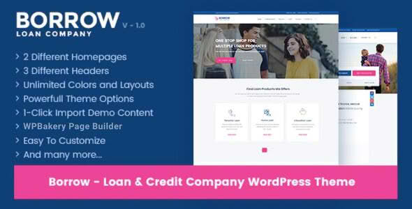 Download Borrow - Loan Company Responsive WordPress Theme GPL WordPress Plugin