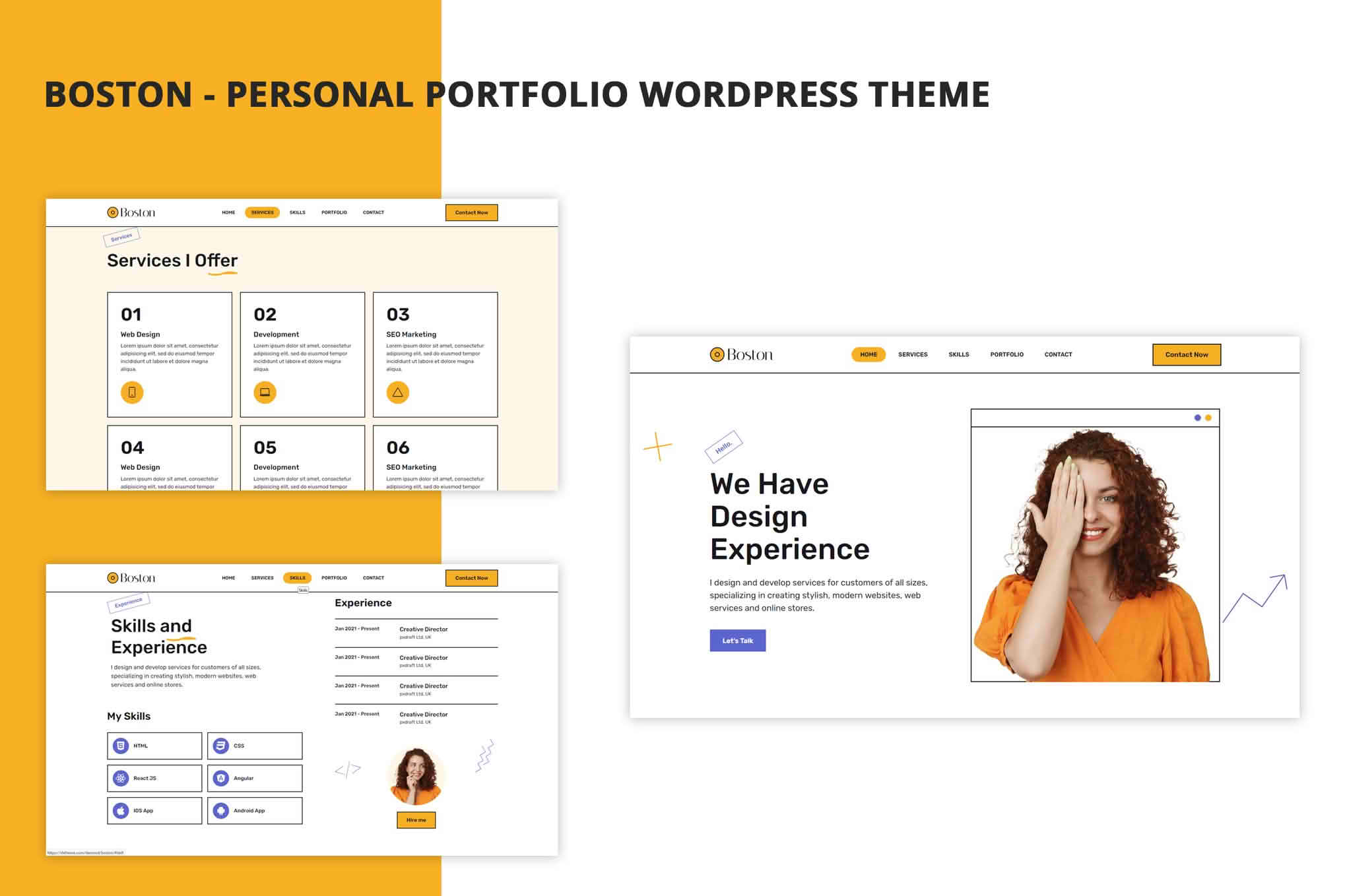 Download Boston - Personal Portfolio WordPress Theme GPL WordPress Plugin