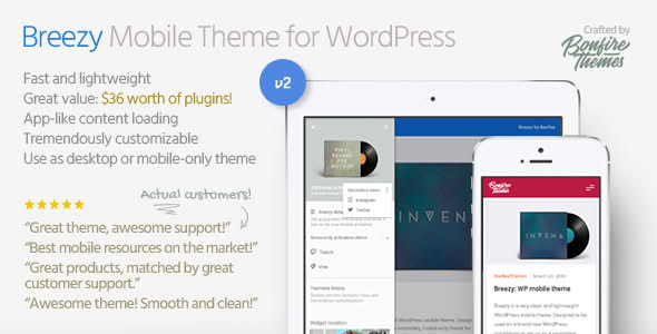 Download Breezy: Mobile Theme for WordPress GPL WordPress Plugin
