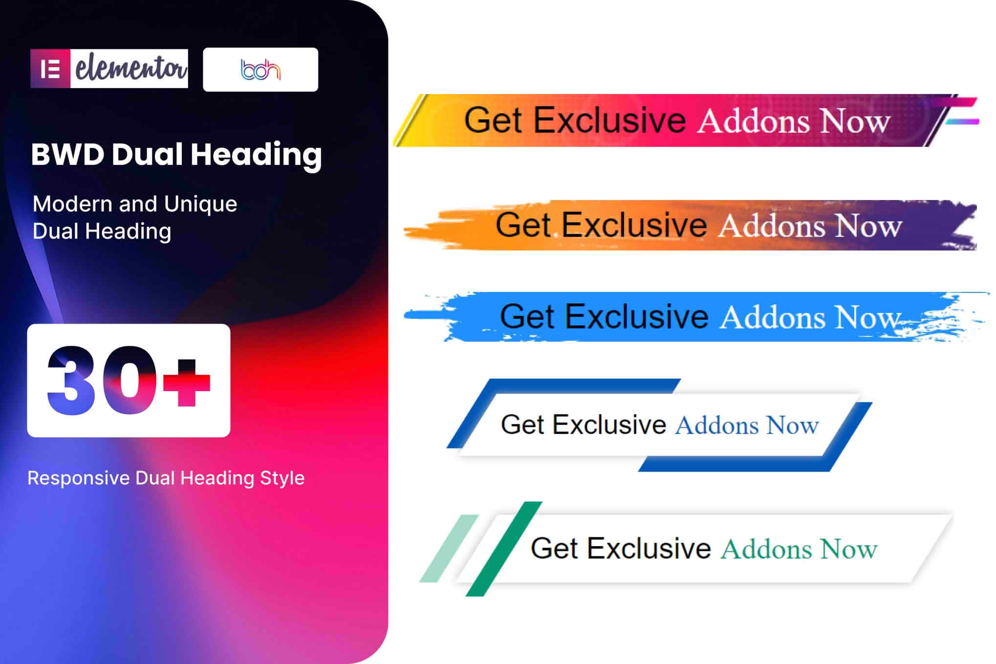 Download BWD Dual Heading addon for elementor
