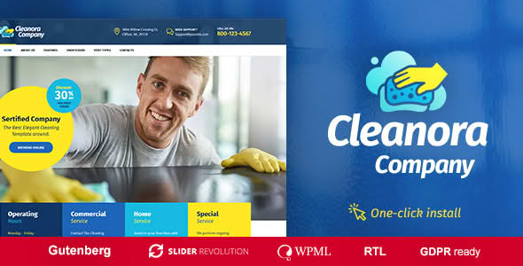 Download Cleanora - Cleaning Services Theme GPL WordPress Plugin