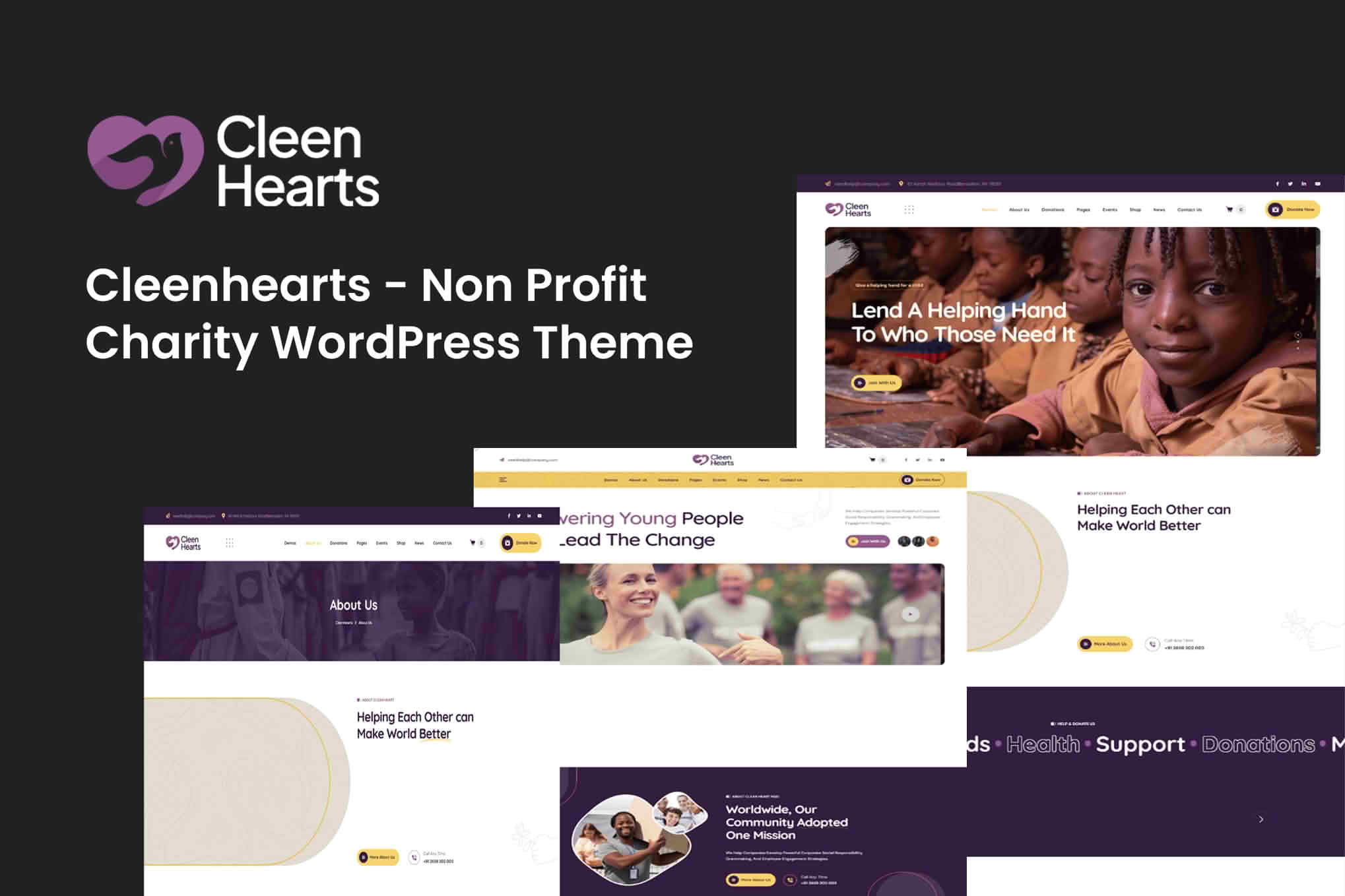 Cleenhearts - Non Profit Charity WordPress Theme