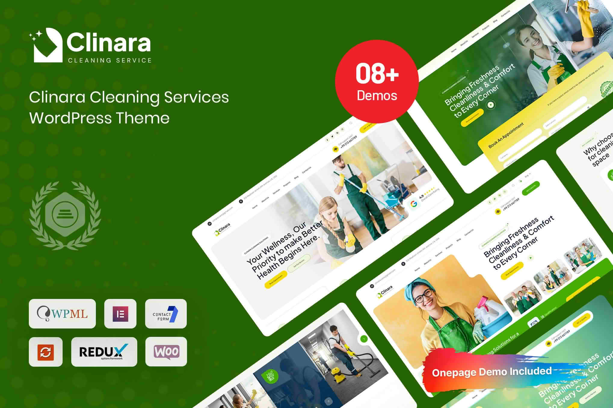 Download Clinara - Cleaning Services WordPress Theme GPL WordPress Plugin