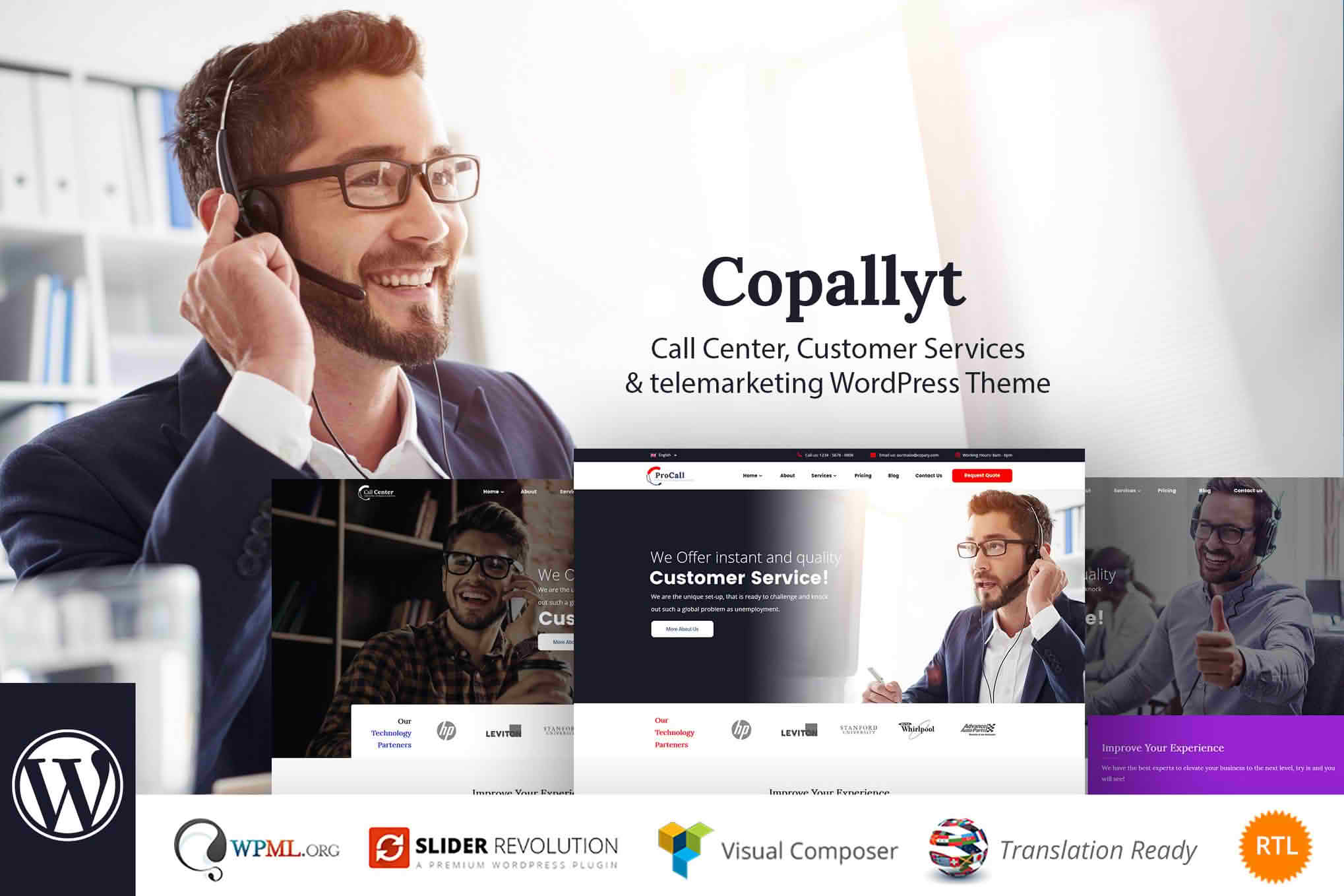 Download Copallyt : Call Center & Telemarketing WordPress Theme GPL WordPress Plugin