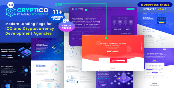 Download Cryptico - ICO Crypto Landing & Crypto currency WordPress Theme GPL WordPress Plugin