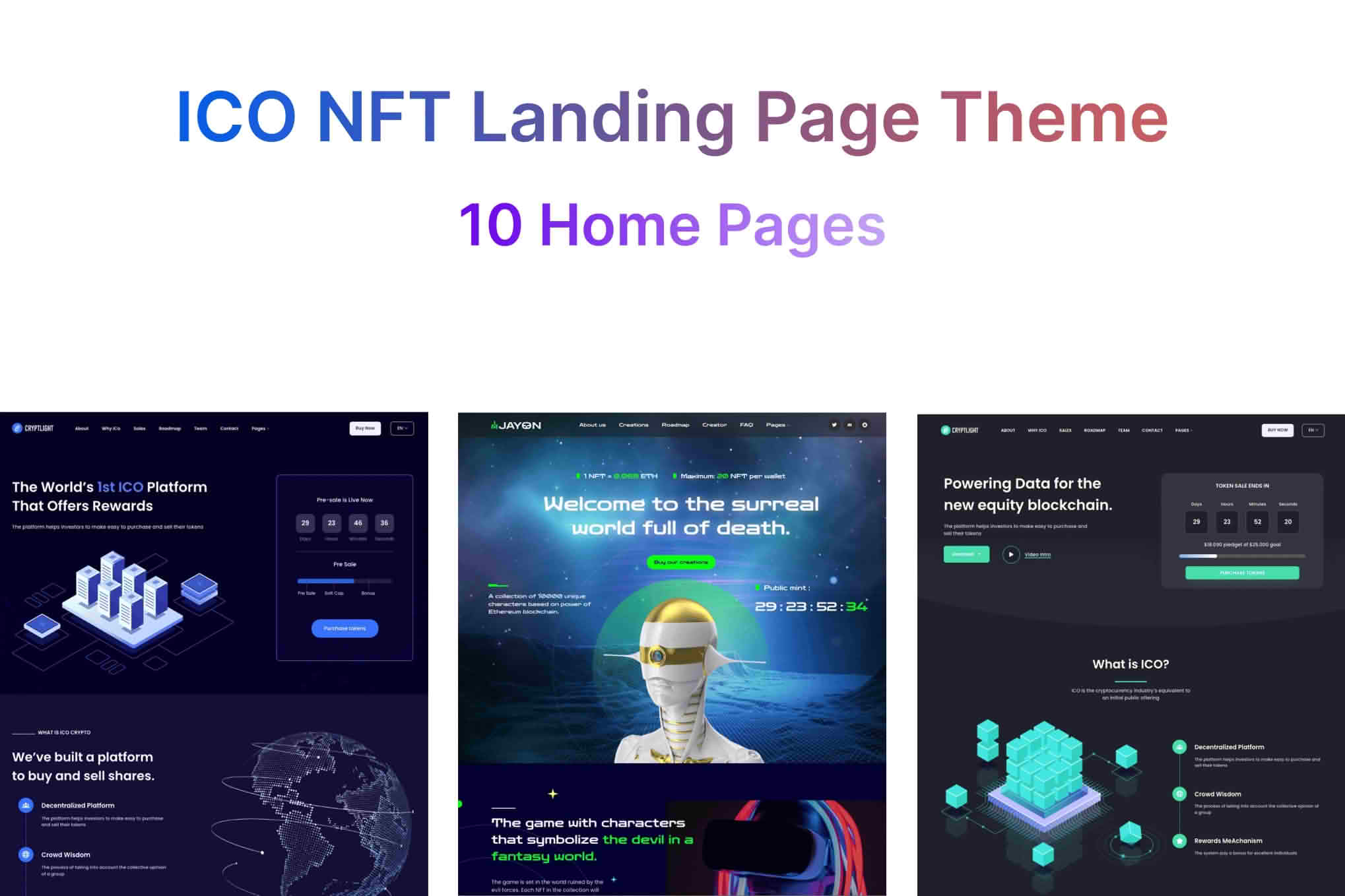 Download Cryptlight - ICO NFT AI Landing Page WordPress Theme GPL WordPress Plugin