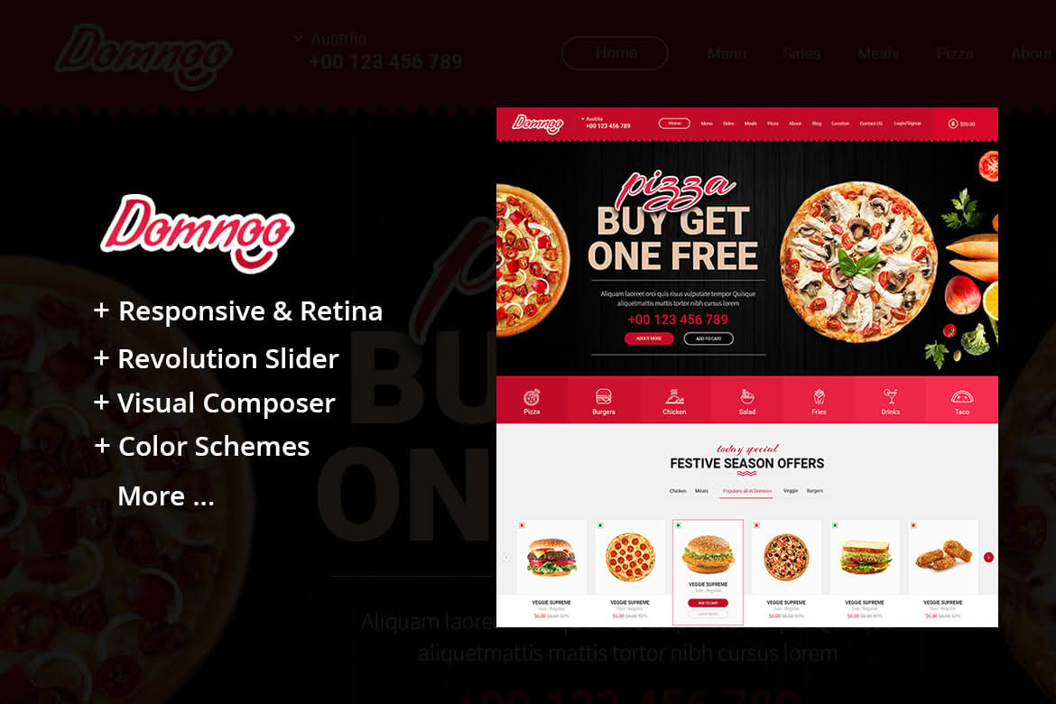 Download Domnoo - Pizza & Restaurant WordPress Theme GPL WordPress Plugin