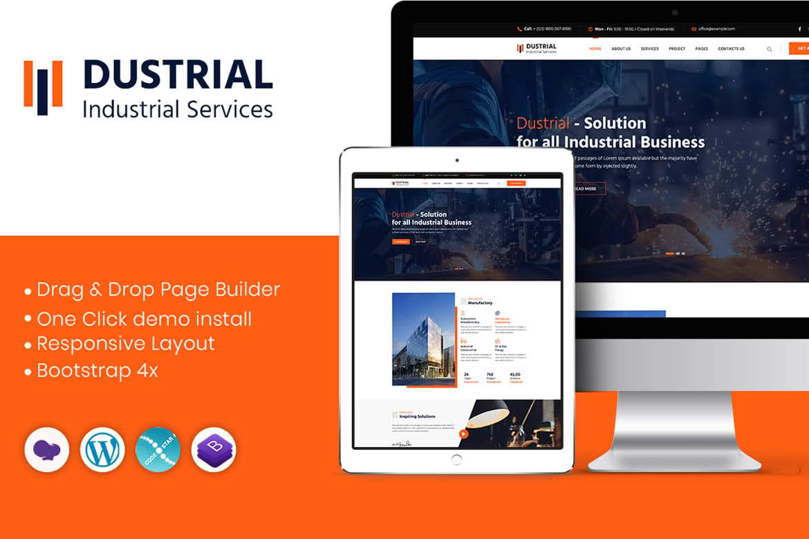 Download Dustrial - Factory & Industrial WordPress Theme GPL WordPress Plugin