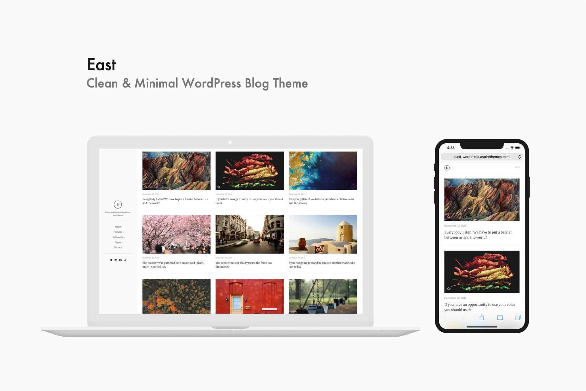 Download East - Clean & Minimal WordPress Blog Theme GPL WordPress Plugin