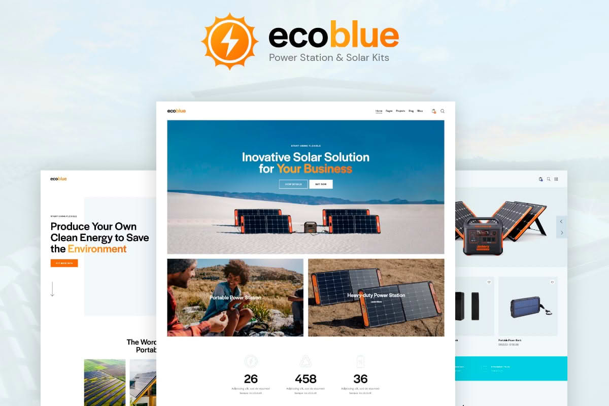 Download EcoBlue - Power Station & Solar Kits WordPress Theme GPL WordPress Plugin