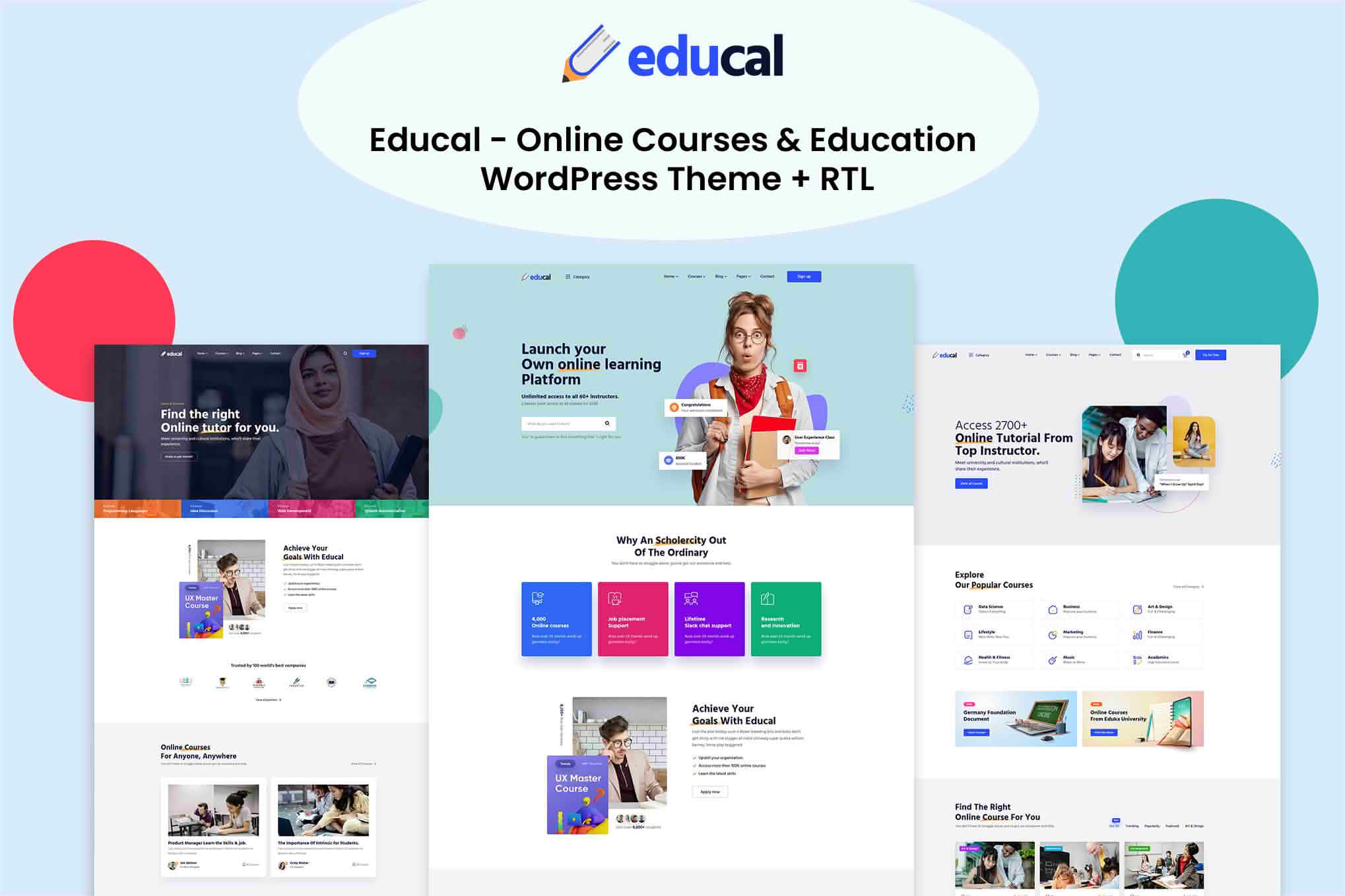 Download Educal - Online Courses & Education WordPress Theme GPL WordPress Plugin