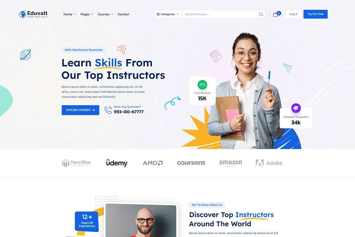 Download Eduvalt - Online Courses & Education WordPress Theme + RTL GPL WordPress Plugin
