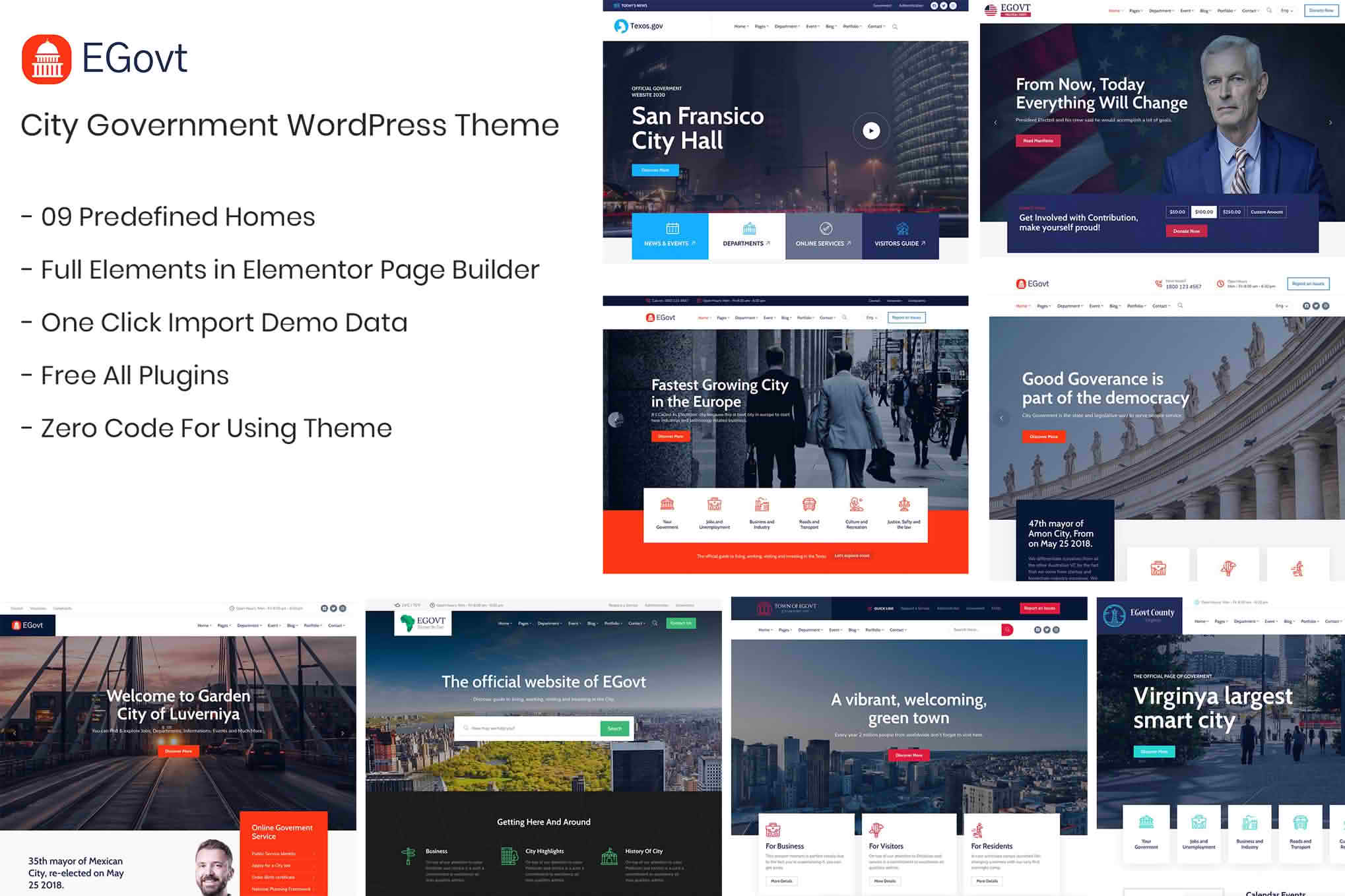 Download EGovt - City Government WordPress Theme GPL WordPress Plugin