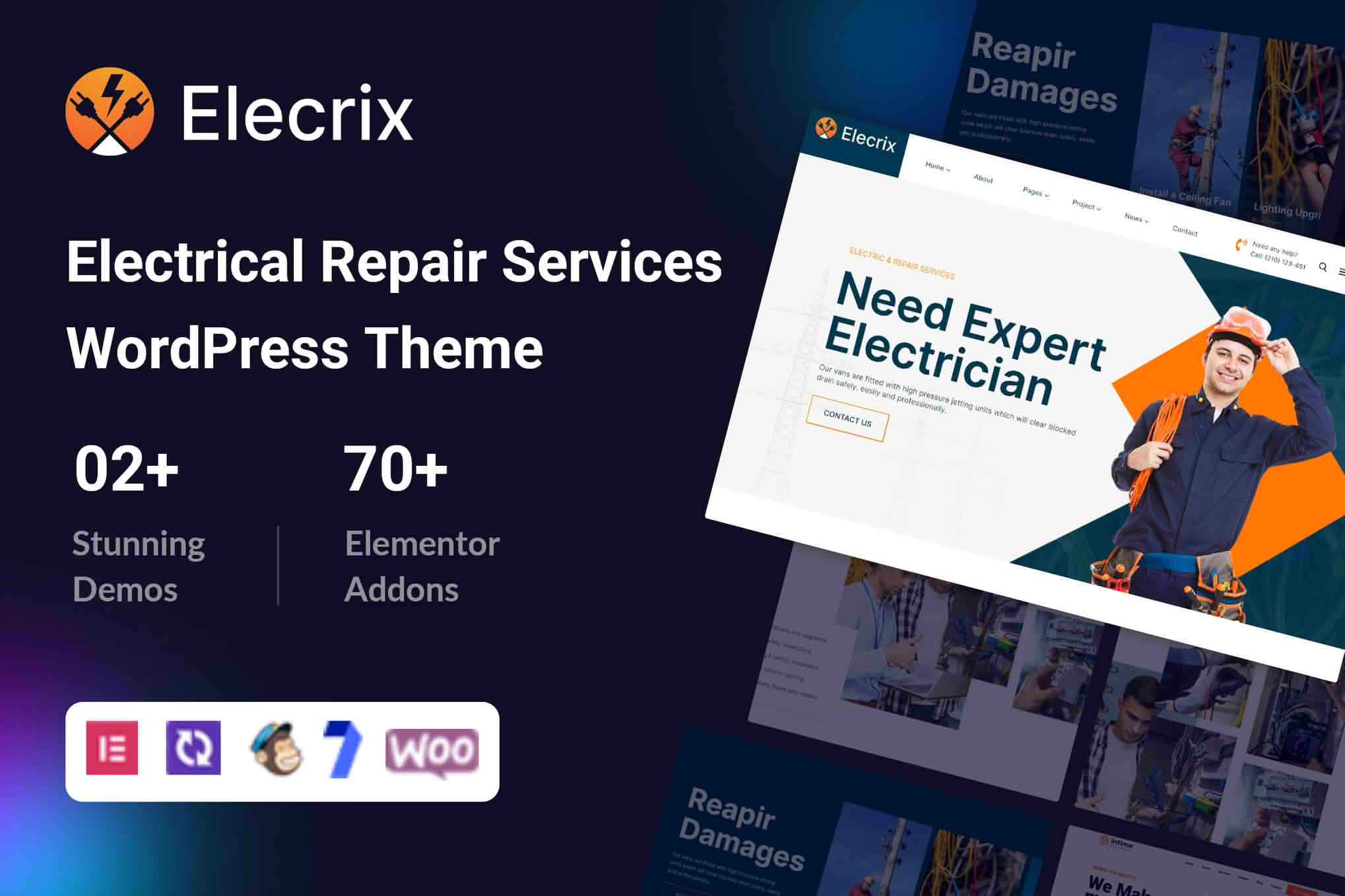 Download Elecrix – Electrical Repair Services WordPress Theme GPL WordPress Plugin