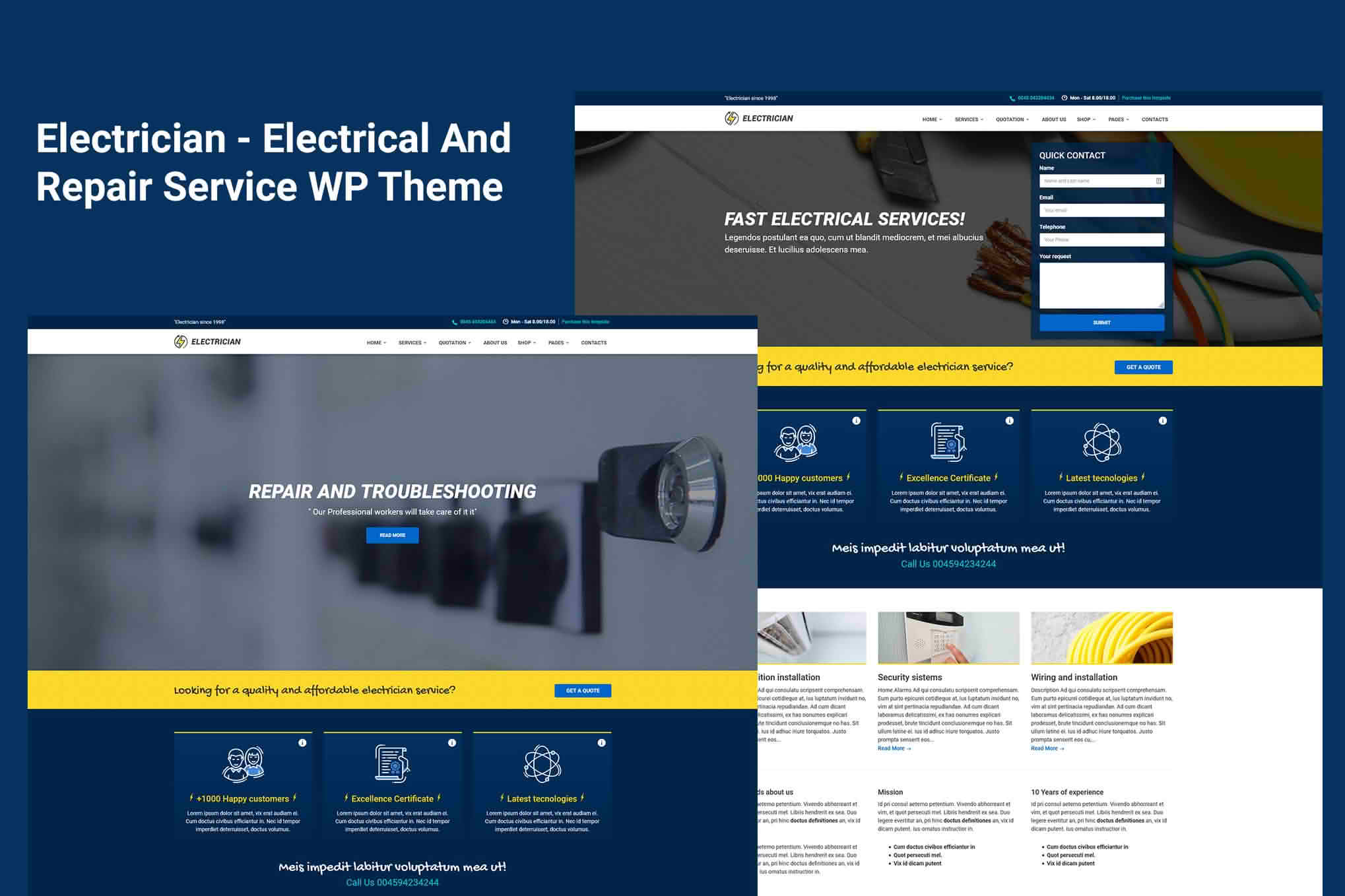 Download Electrician - Electrical And Repair Service WordPress Theme GPL WordPress Plugin